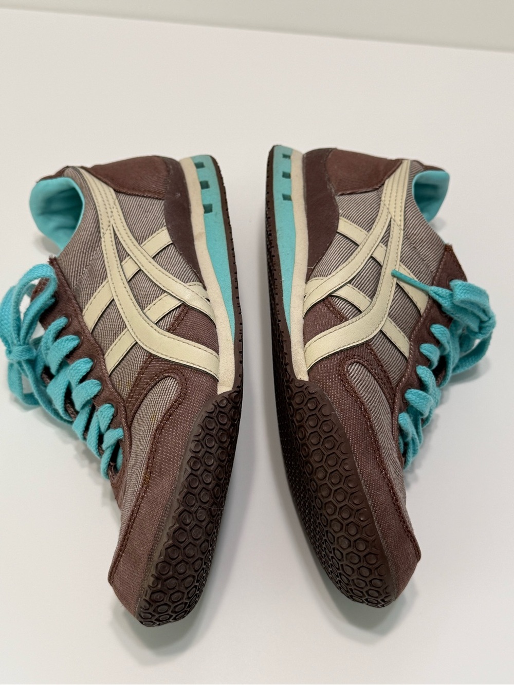 Onitsuka Tiger Ultimate 81 Sneakers Brown Turquoise Canvas Womens Size 7.5 - Picture 4 of 14